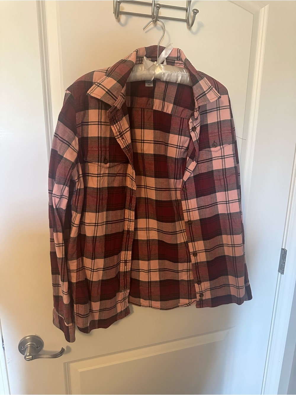 Carhartt Pink and Burgundy Plaid Button-Up Shirt Jacket